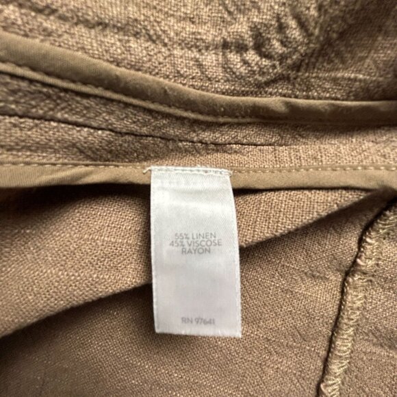 J. Jill Womens Brown Button-Front Linen Blazer Jacket Medium Pockets Career - Picture 5 of 9